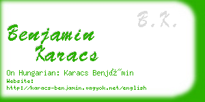 benjamin karacs business card